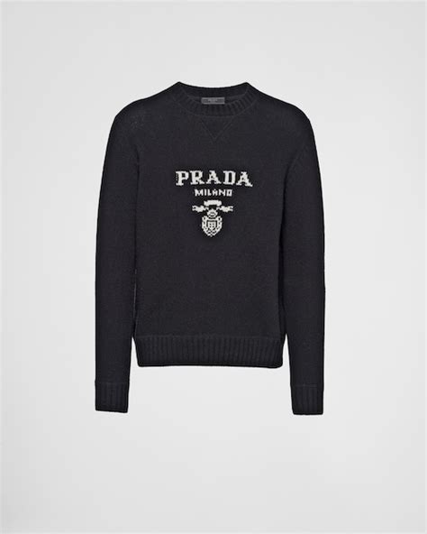 prada black crewneck|Black Wool And Cashmere Crew.